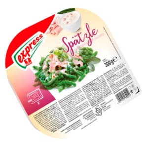 Spätzle spinaci panna e prosciutto