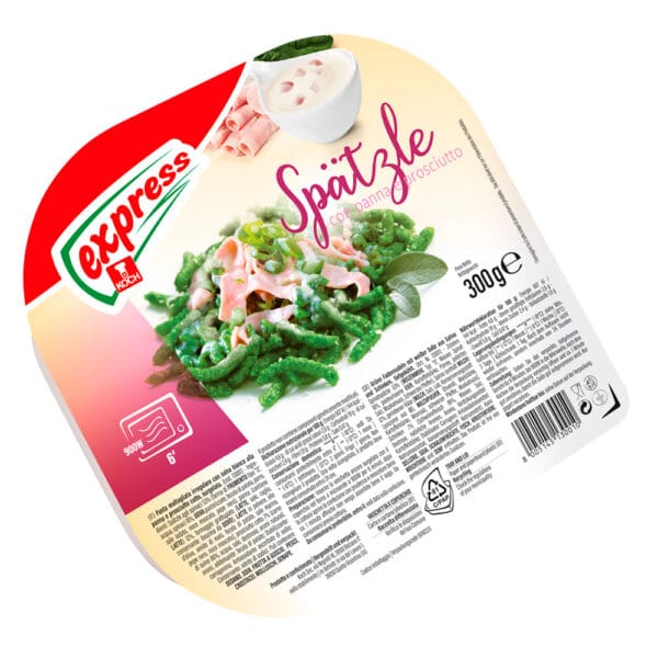 Spätzle spinaci panna e prosciutto