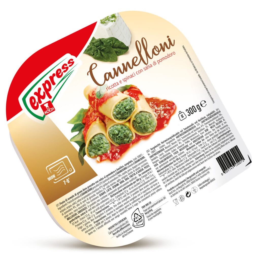 Cannelloni ricotta e spinaci con salsa al pomodoro